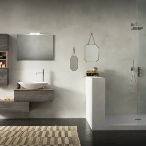 Mobile da Bagno sospeso effetto legno Evo Plus 09 di Synergie