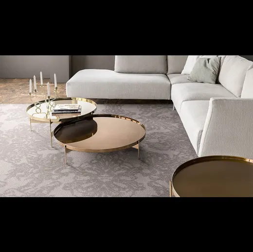 Tavolino rotondo in metallo finitura Bronzo e Champagne Abaco di Pianca