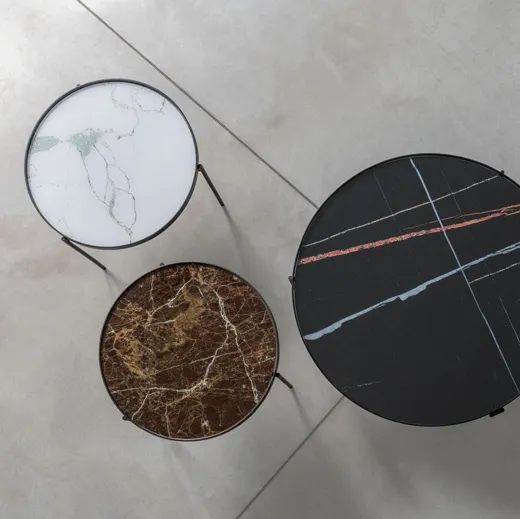 Tavolino rotondo in vetro temperato stampato in digitale Esprit di Pezzani