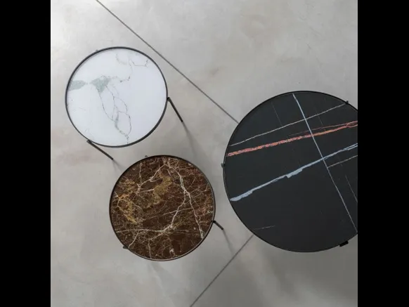 Tavolino rotondo in vetro temperato stampato in digitale Esprit di Pezzani