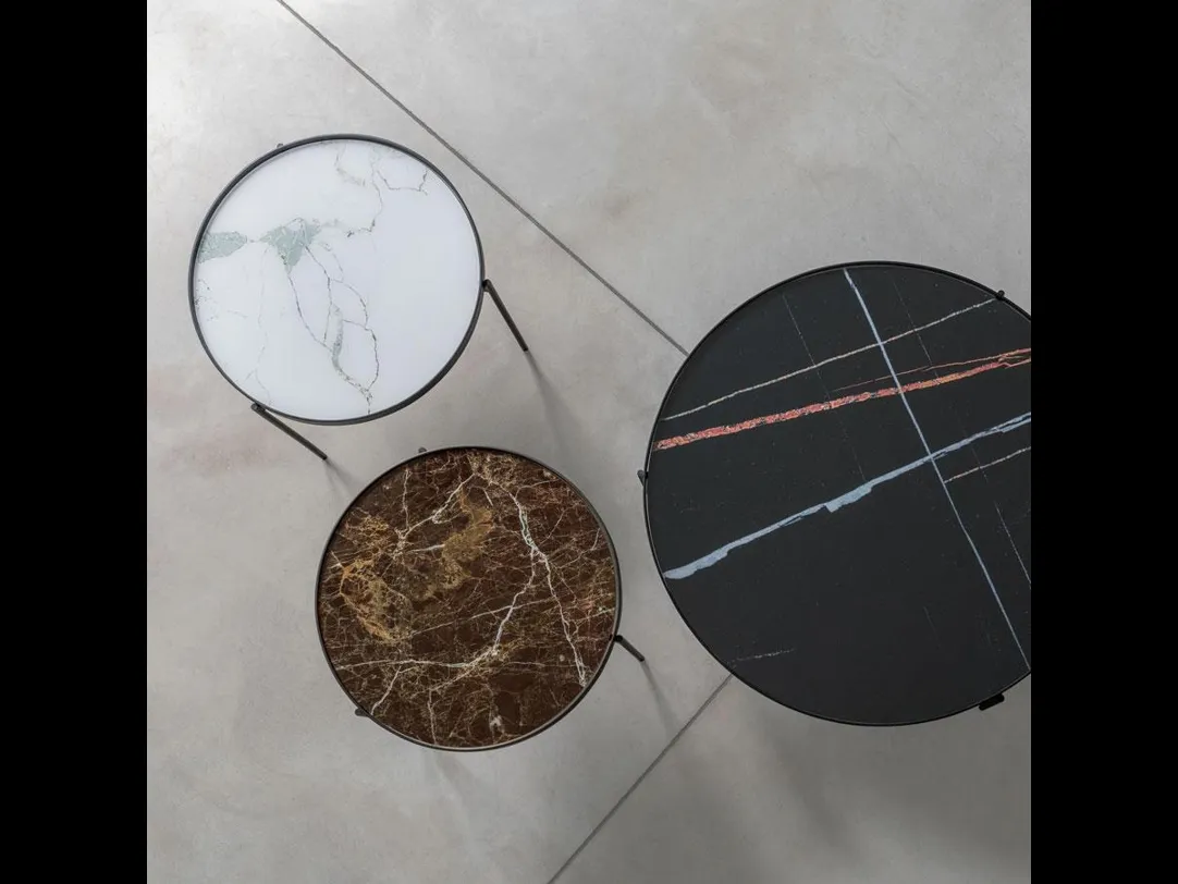 Tavolino rotondo in vetro temperato stampato in digitale Esprit di Pezzani