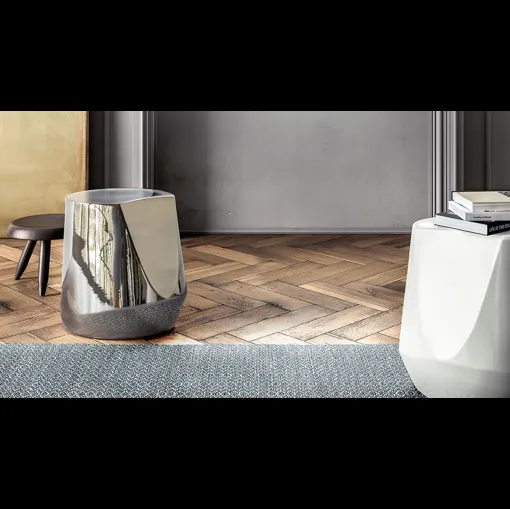 Tavolino di design Haik in ceramica ipergress con finitura metallica Argento di Pianca