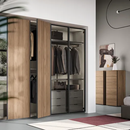 Armadio Ardecò Sestante Noce e Vetro di Spagnol Mobili