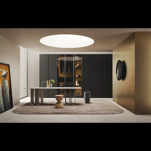 Armadio Teka e Basic con ante battenti in laccato e vetro di Morassutti