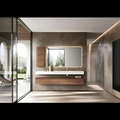 Mobile da Bagno sospeso in Noce Canaletto Cubik 23 di Ideagroup