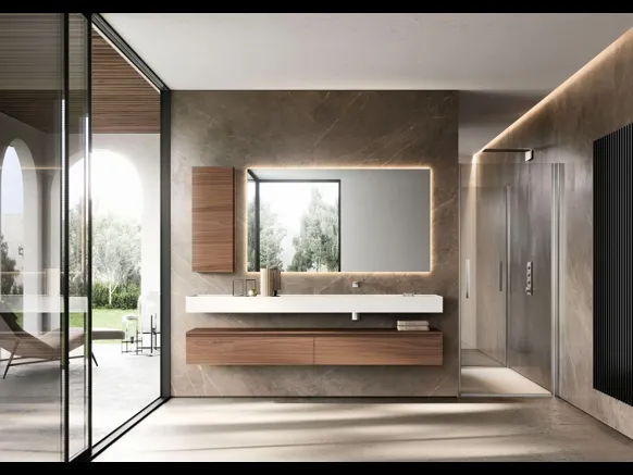 Mobile da Bagno sospeso in Noce Canaletto Cubik 23 di Ideagroup