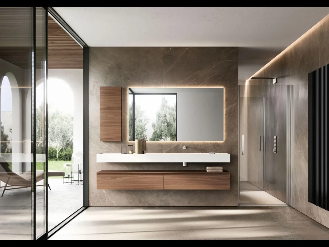 Mobile da Bagno sospeso in Noce Canaletto Cubik 23 di Ideagroup