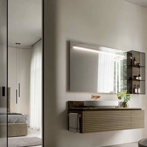 Mobile da Bagno sospeso Dolcevita 01 in rovere visone di Ideagroup