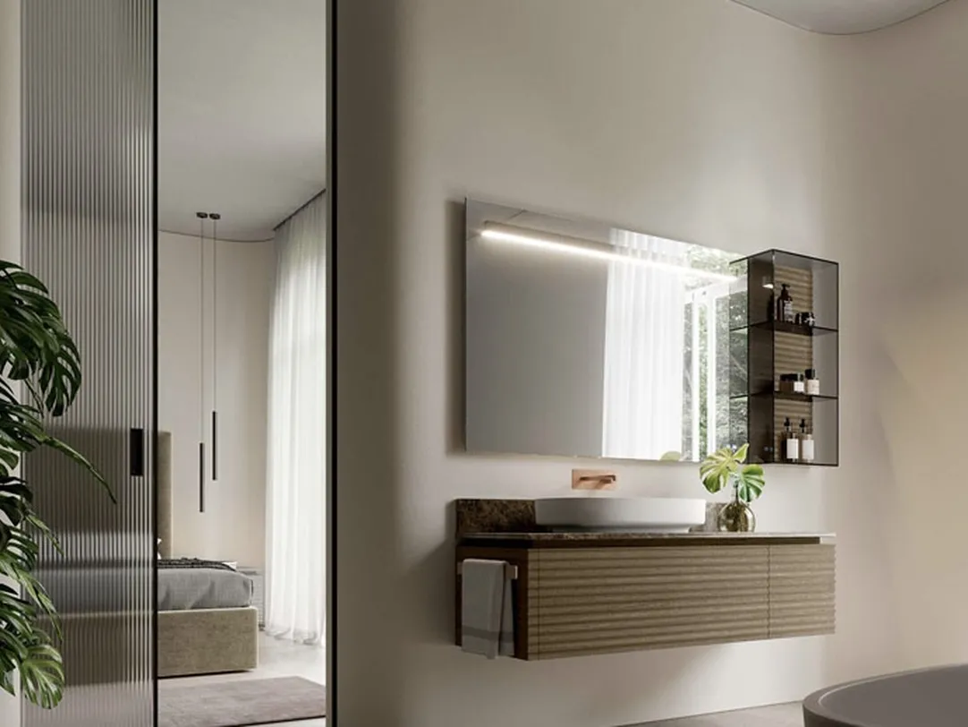 Mobile da Bagno sospeso Dolcevita 01 in rovere visone di Ideagroup