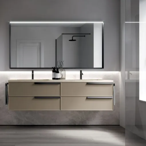 Mobile da Bagno sospeso in laccato opaco soft touch e top in Gres Form 05 di Ideagroup