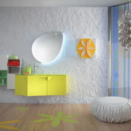 Mobile da Bagno sospeso in laccato lucido Forme Curvi 01 di Synergie