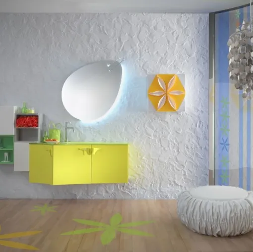 Mobile da Bagno sospeso in laccato lucido Forme Curvi 01 di Synergie