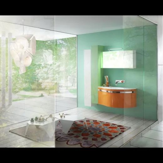 Mobile da Bagno sospeso in laccato lucido Forme Curvi 10 di Synergie
