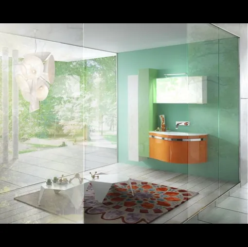 Mobile da Bagno sospeso in laccato lucido Forme Curvi 10 di Synergie