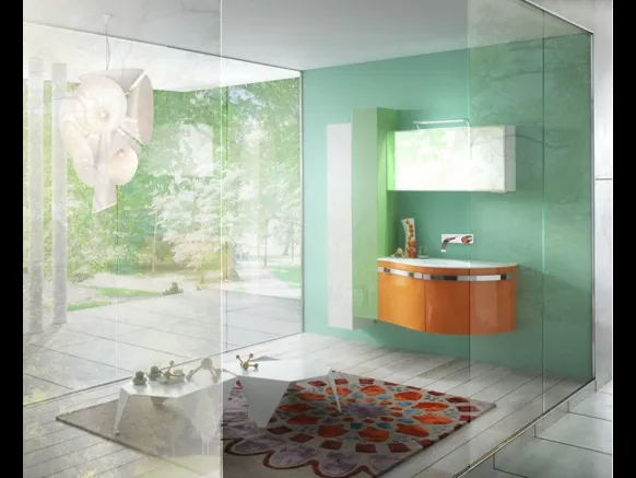 Mobile da Bagno sospeso in laccato lucido Forme Curvi 10 di Synergie
