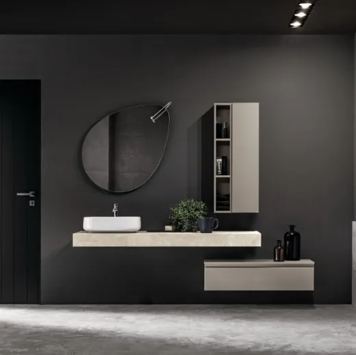 Mobile da Bagno sospeso in laccato opaco e top in Gres Miyo 07 di Synergie