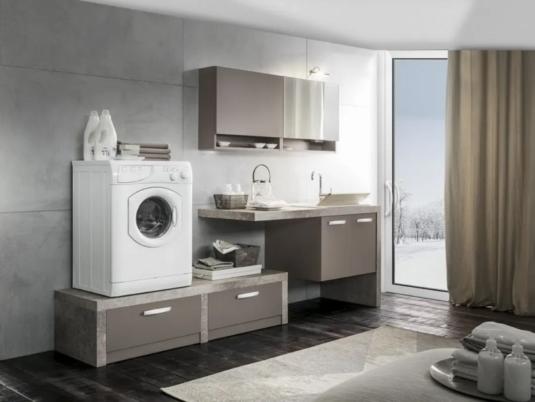 Mobile bagno per lavanderia in laccato opaco Multipratici 04 di Synergie