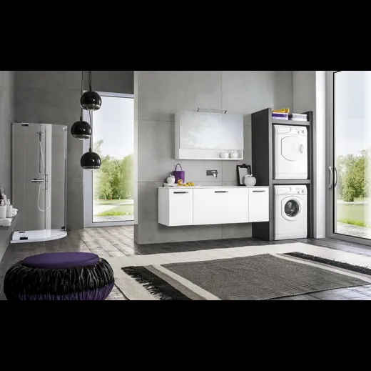 Mobile per lavanderia in laccato bianco Multipratici 11 di Synergie