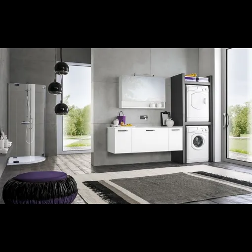 Mobile per lavanderia in laccato bianco Multipratici 11 di Synergie