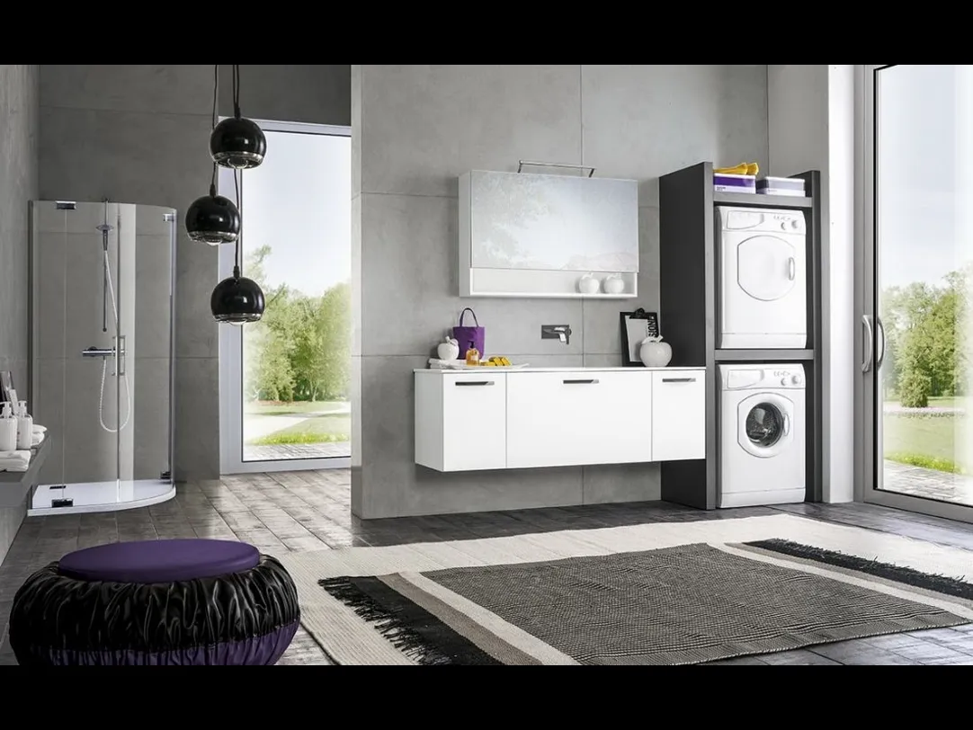 Mobile per lavanderia in laccato bianco Multipratici 11 di Synergie