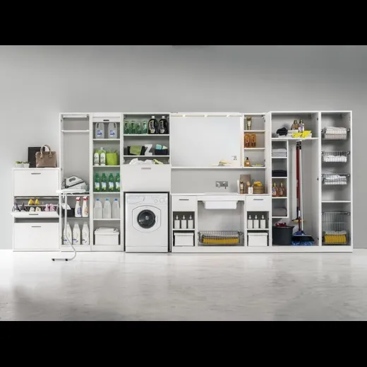 Mobile per lavanderia in laccato bianco Multipratici 16 di Synergie