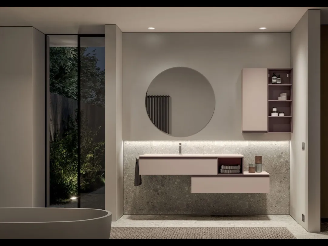 Mobile da Bagno sospeso in laccato opaco My Time 02 di Ideagroup