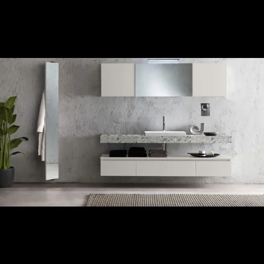 Mobile da Bagno Evo Plus 10 laccato opaco con top in HPL di Synergie