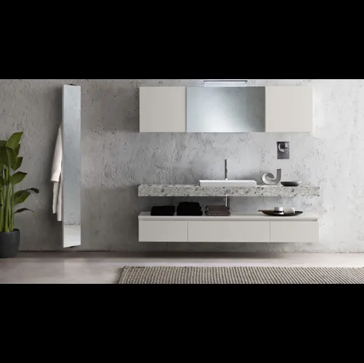 Mobile da Bagno Evo Plus 10 laccato opaco con top in HPL di Synergie