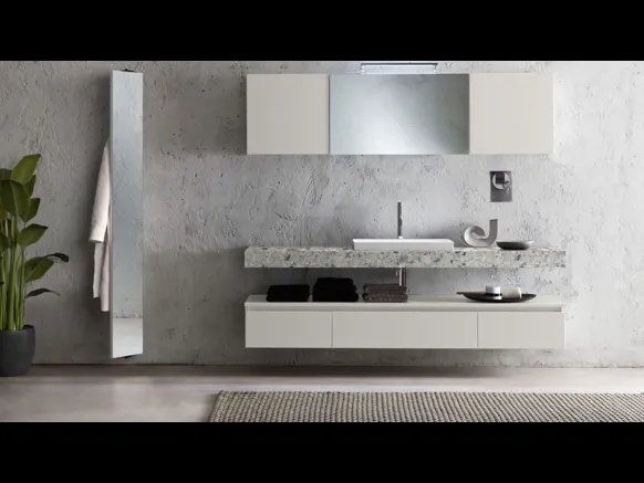 Mobile da Bagno Evo Plus 10 laccato opaco con top in HPL di Synergie