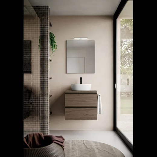 Mobile da Bagno sospeso in laminato effetto legno System 03 di Ideagroup