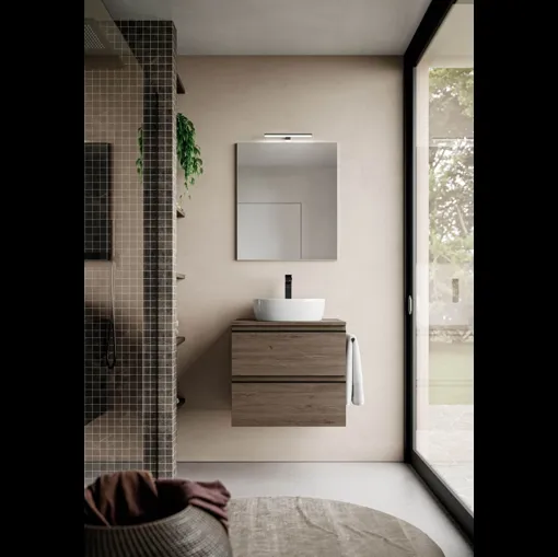 Mobile da Bagno sospeso in laminato effetto legno System 03 di Ideagroup