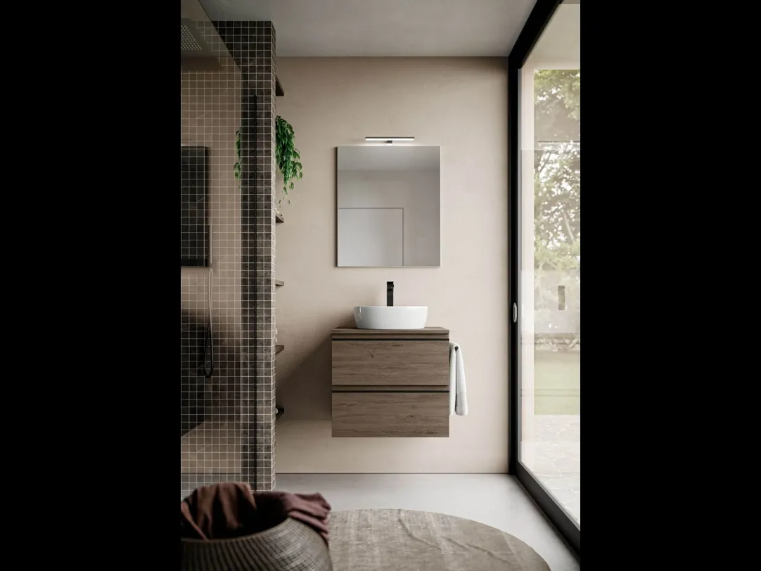 Mobile da Bagno sospeso in laminato effetto legno System 03 di Ideagroup