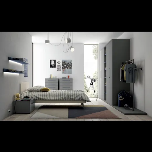 Cameretta componibile Space 002 in laccato opaco e melaminico di Spagnol Mobili