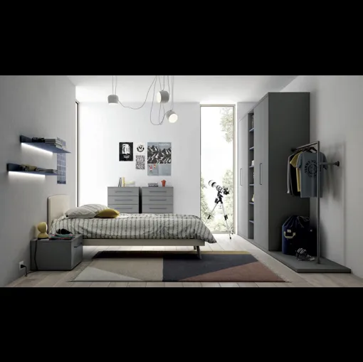 Cameretta componibile Space 002 in laccato opaco e melaminico di Spagnol Mobili