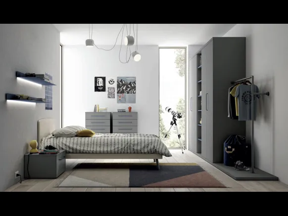 Cameretta componibile Space 002 in laccato opaco e melaminico di Spagnol Mobili