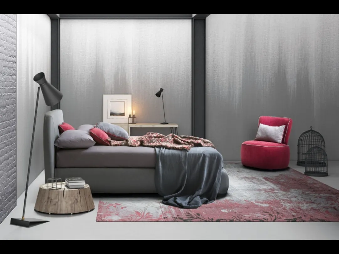 Letto in tessuto imbottito con testiera Belmondo di Le Comfort