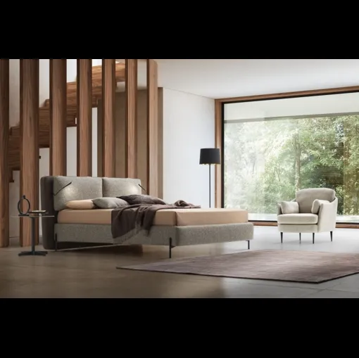 Letto con testiera in tessuto imbottito Cortina di Le Comfort