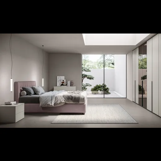 Letto in tessuto con testiera trapuntata Grace di Spagnol Mobili