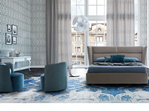 Letto in tessuto imbottito con testiera e box contenitore Pasodoble di Le Comfort