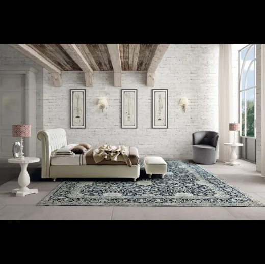 Letto classico in pelle imbottito con testiera trapuntata Raffaello di Le Comfort