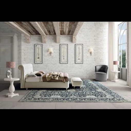 Letto classico in pelle imbottito con testiera trapuntata Raffaello di Le Comfort