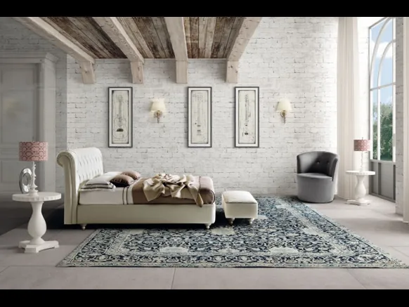 Letto classico in pelle imbottito con testiera trapuntata Raffaello di Le Comfort