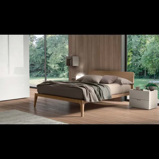 Letto moderno in legno con testiera Zenit di Morassutti