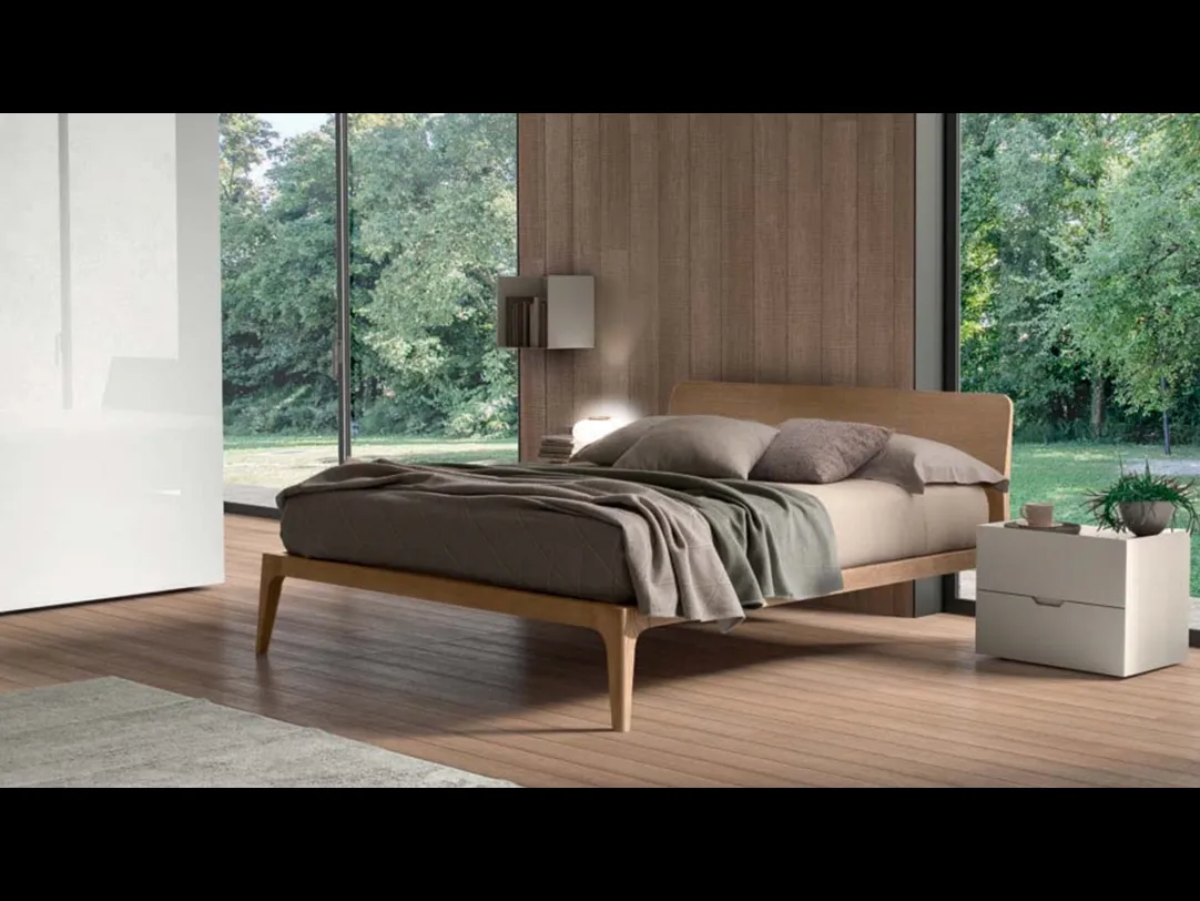 Letto moderno in legno con testiera Zenit di Morassutti