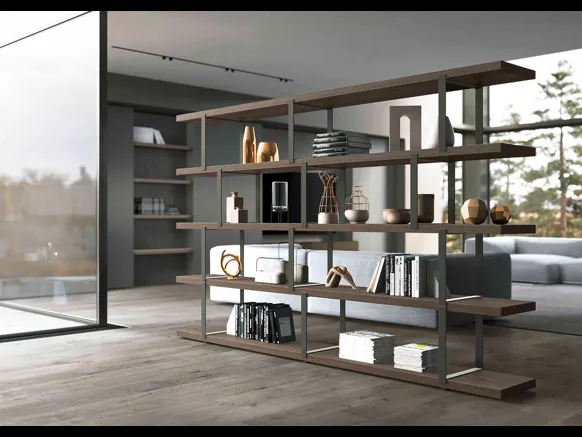Libreria divisoria New York in Rovere Grigio di Olivieri