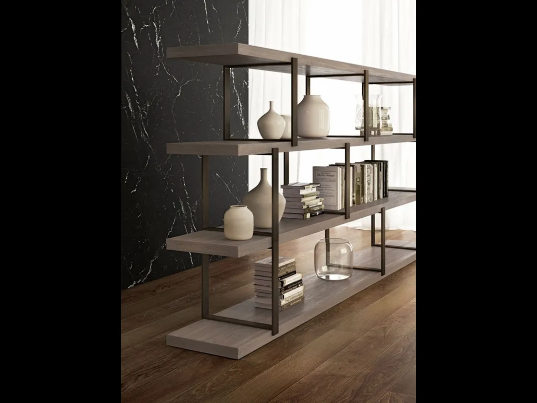 Libreria divisoria New York in Rovere Grigio di Olivieri