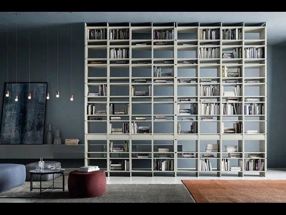 Libreria divisoria componibile in laccato opaco Unless di Pianca