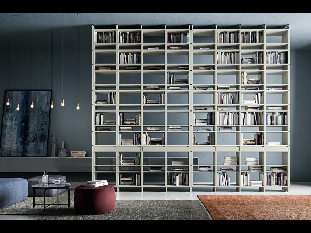 Libreria divisoria componibile in laccato opaco Unless di Pianca