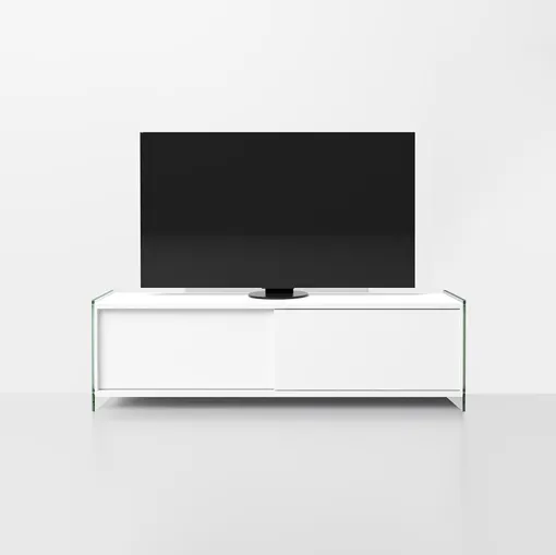 Mobile Porta Tv in laminato con fianchi in vetro temperato Byblos 02 di Pezzani
