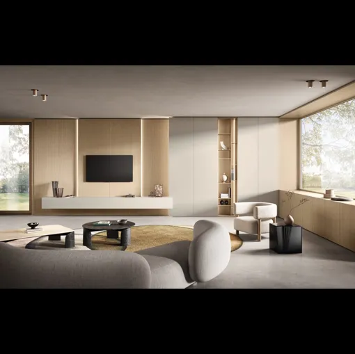 Parete Attrezzata Dress Code 006 in laccato e rovere di Olivieri